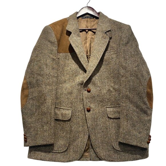 Vintage Brown Herringbone Harris Tweed Jacket - Picture 1 of 12